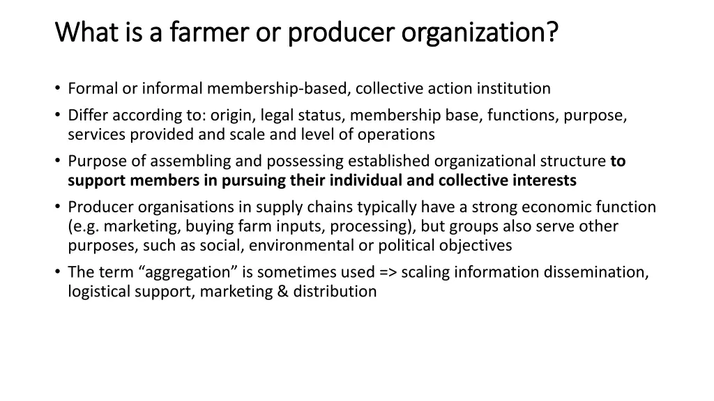 what is a farmer or producer organization what