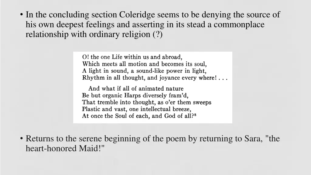 in the concluding section coleridge seems