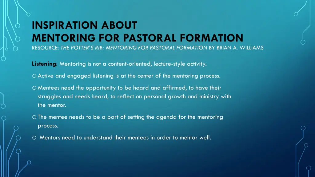 inspiration about mentoring for pastoral