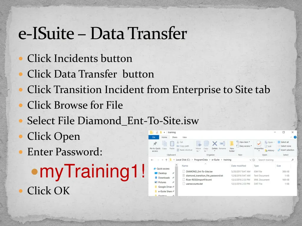 e isuite data transfer