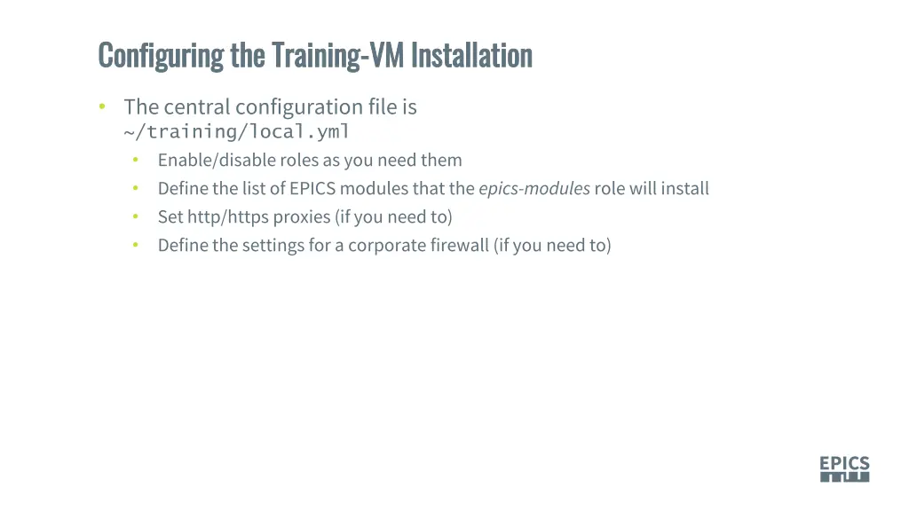 configuring the training configuring the training