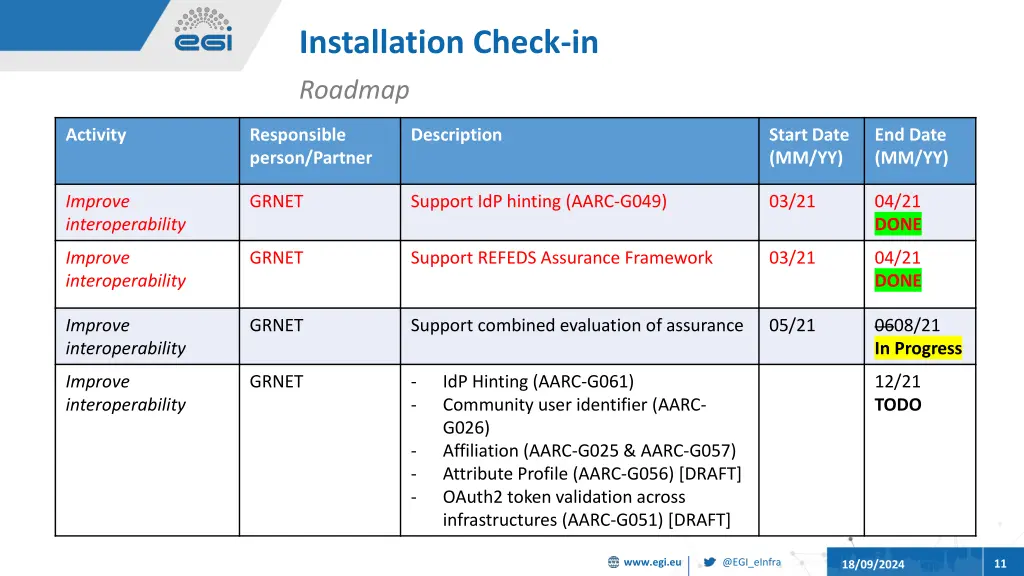 installation check in 9