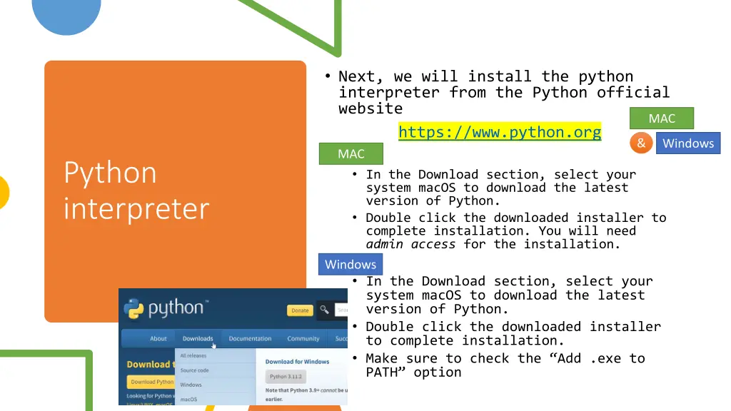 next we will install the python interpreter from