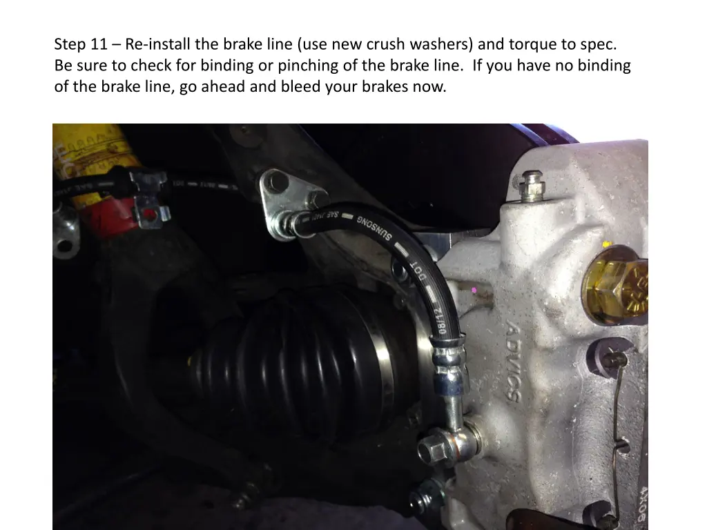 step 11 re install the brake line use new crush