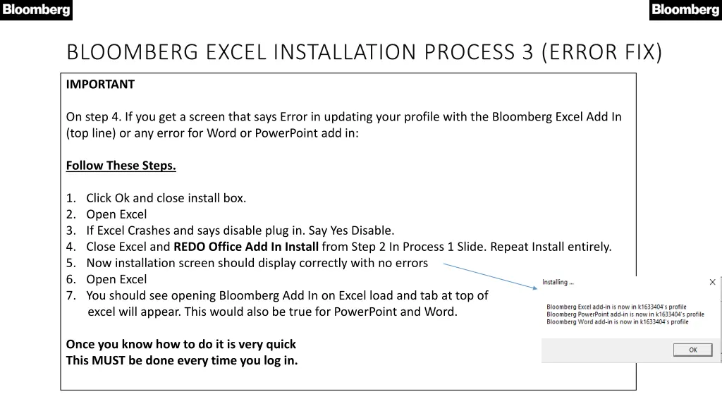 bloomberg excel installation process 3 error fix