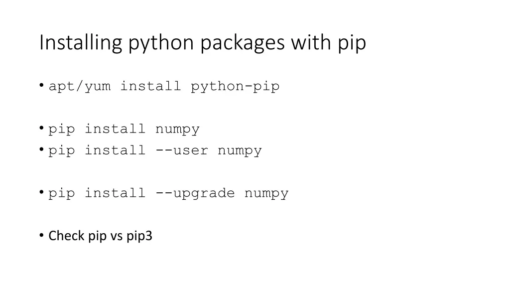 installing python packages with pip