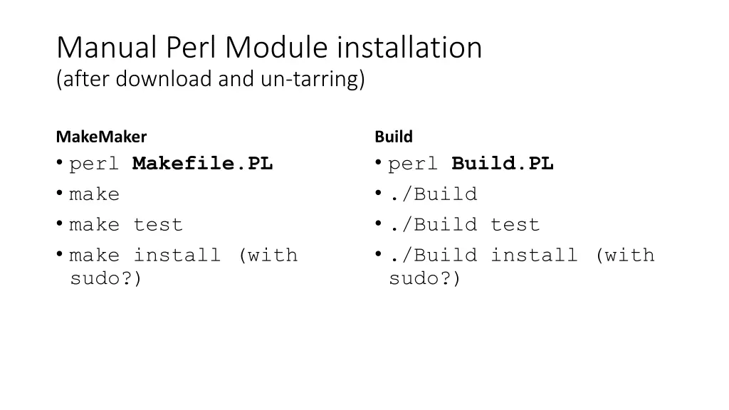 manual perl module installation after download