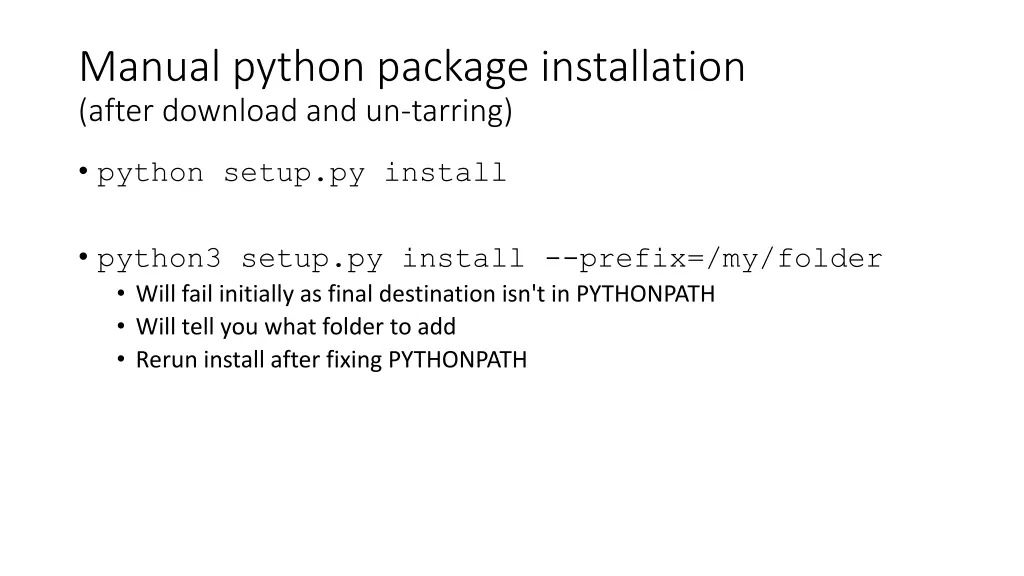 manual python package installation after download