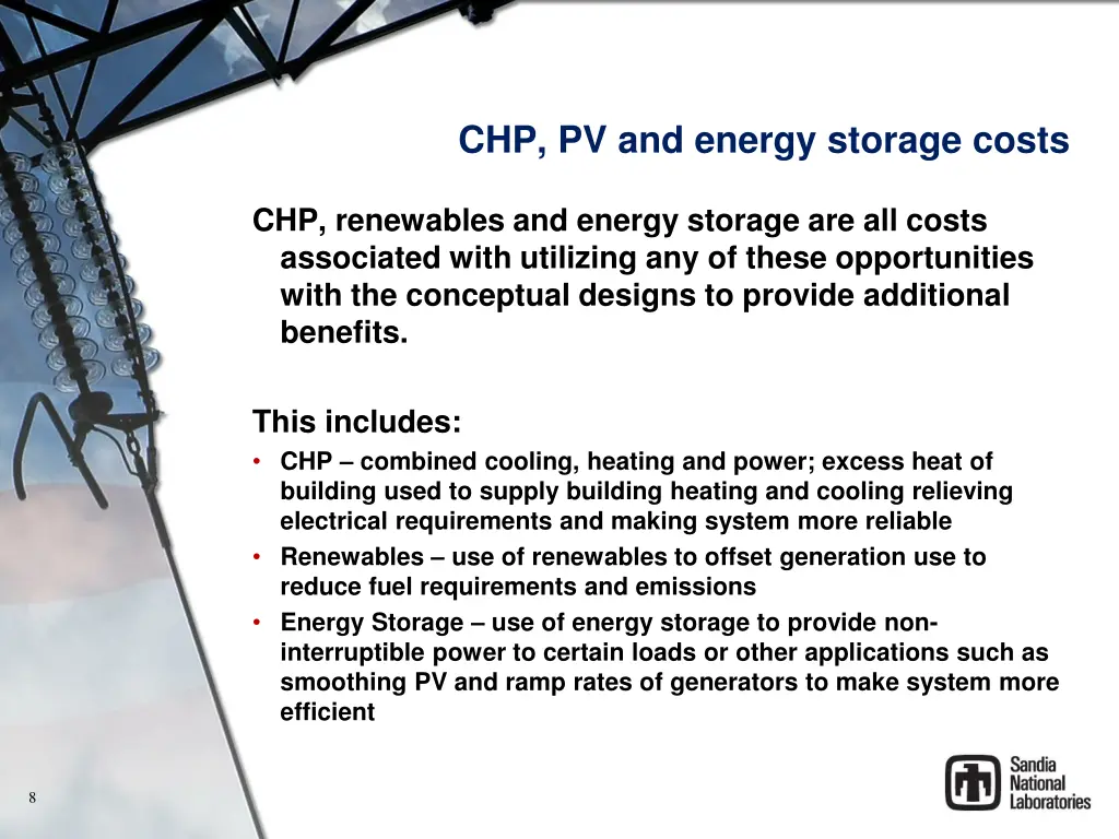 chp pv and energy storage costs