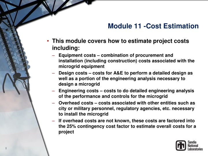 module 11 cost estimation