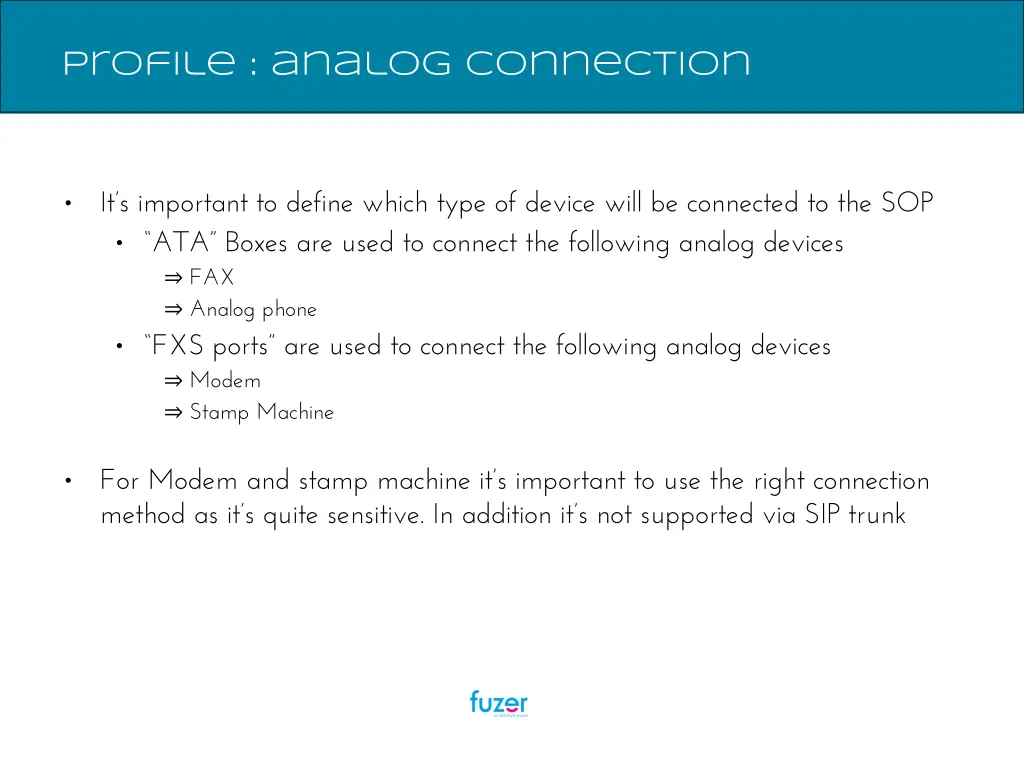 profile analog connection