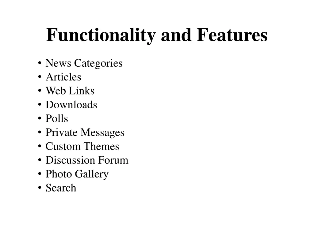 functionality and features