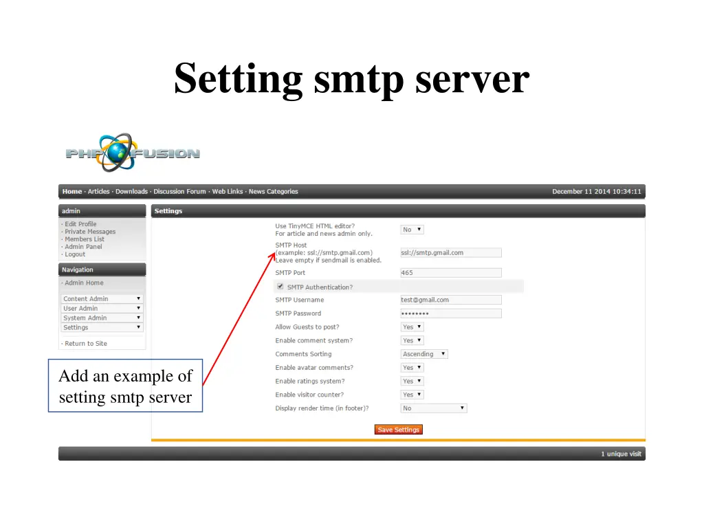 setting smtp server