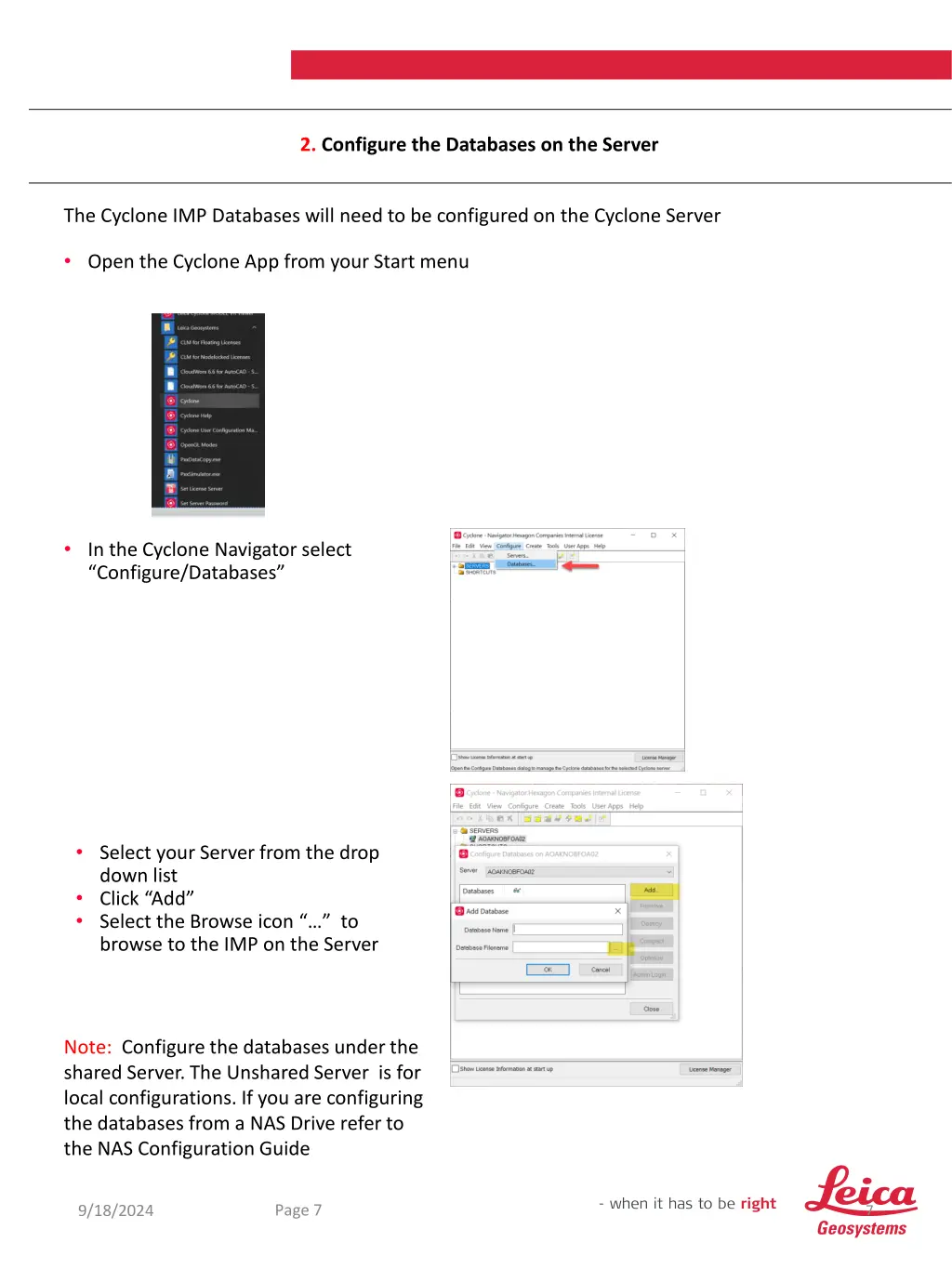 2 configure the databases on the server