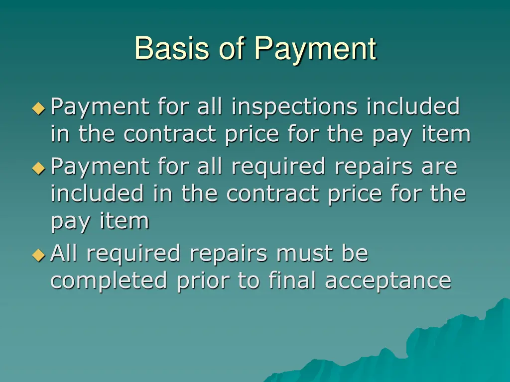 basis of payment