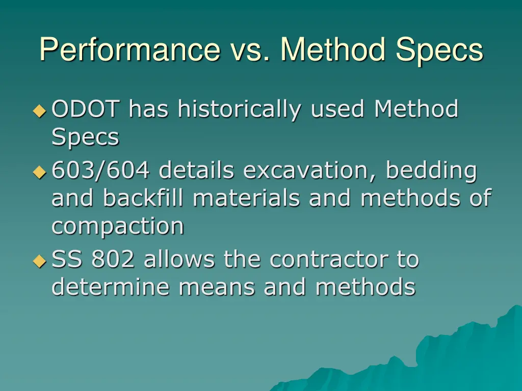 performance vs method specs