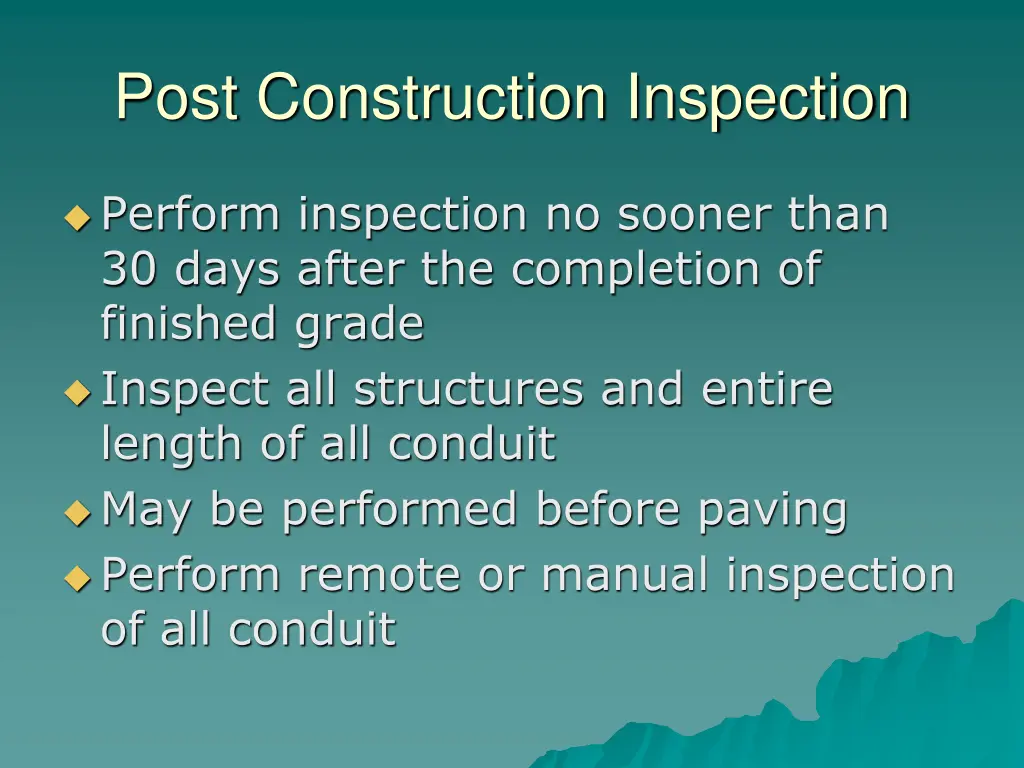 post construction inspection