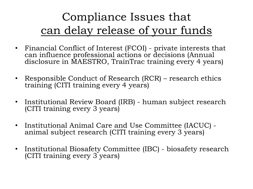 compliance issues that can delay release of your