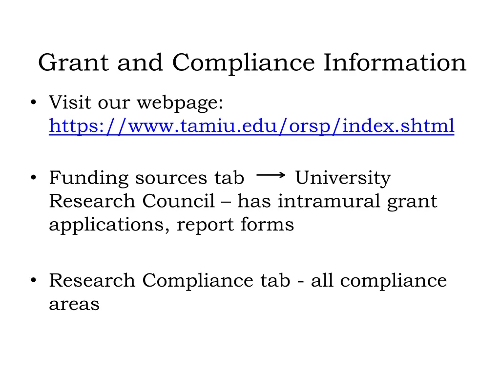 grant and compliance information