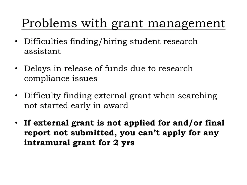 problems with grant management