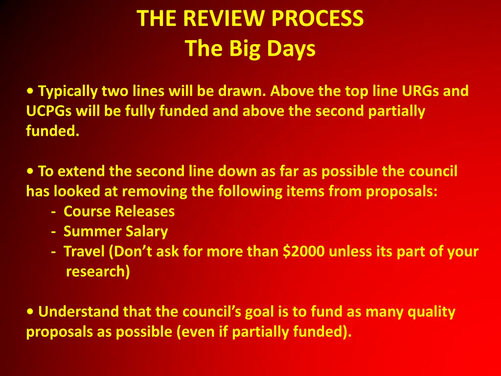 the review process the big days 1