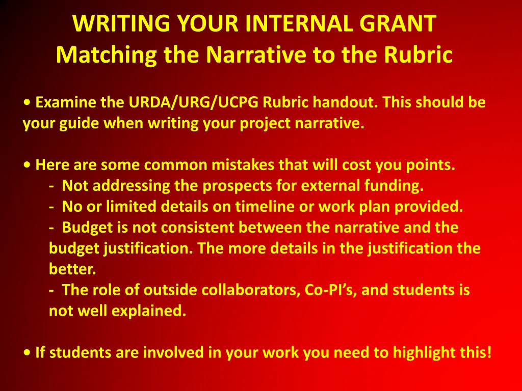 writing your internal grant matching