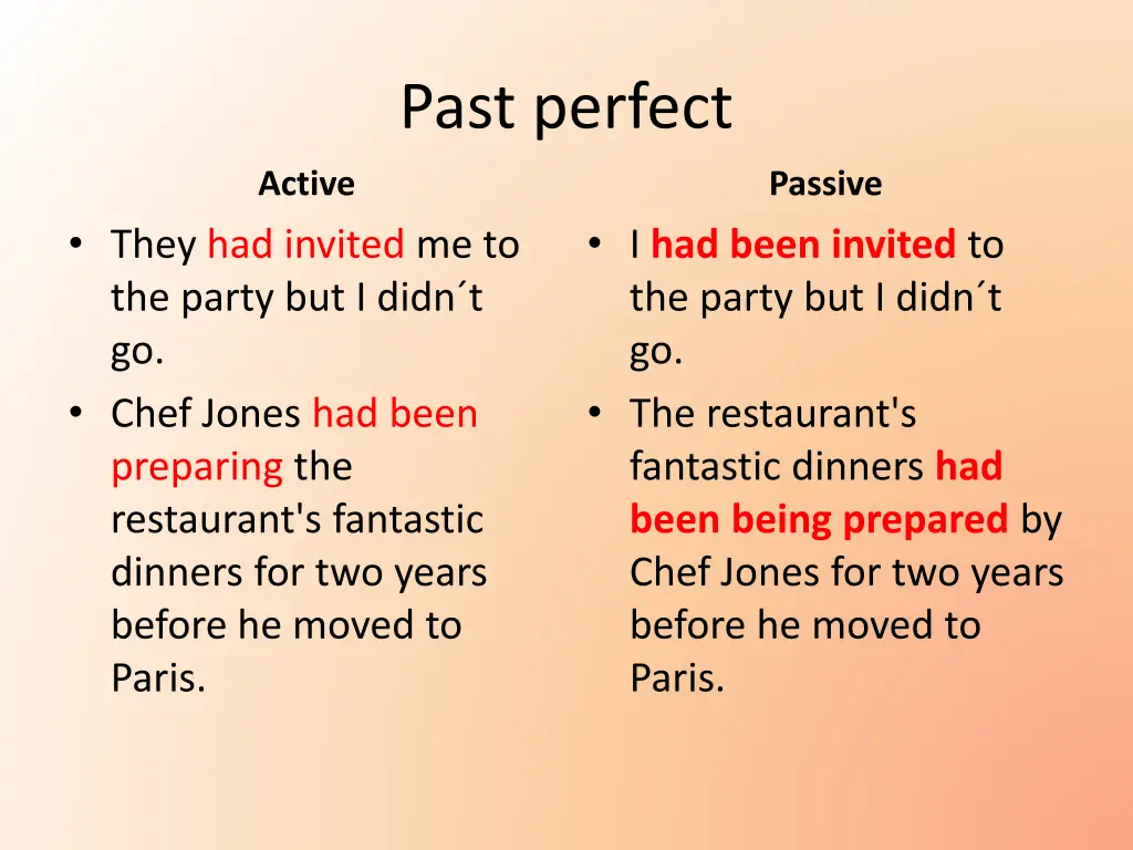 past perfect