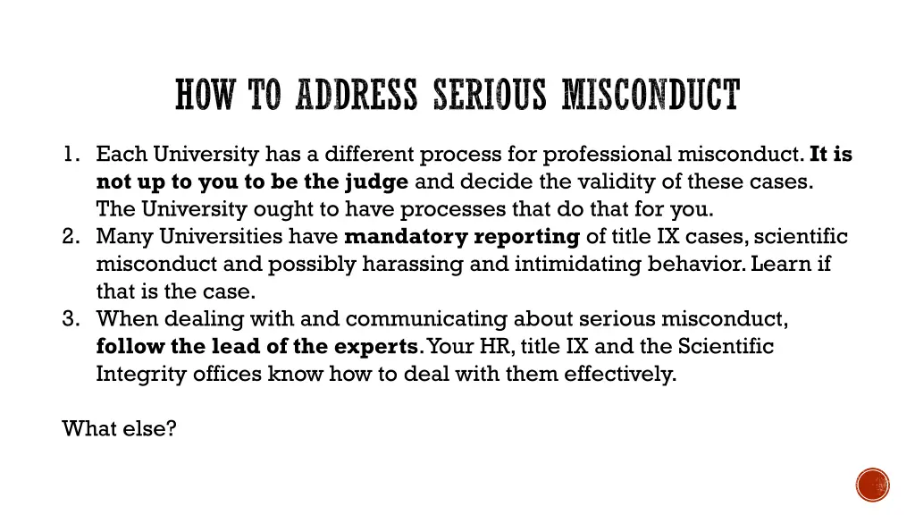 how to address serious misconduct