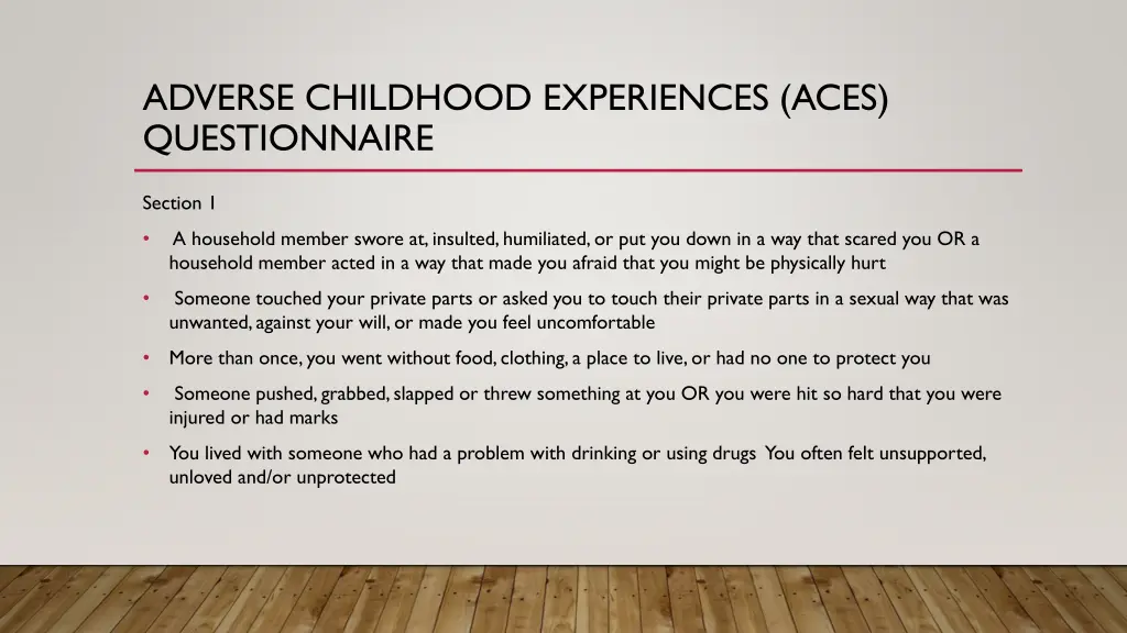 adverse childhood experiences aces questionnaire