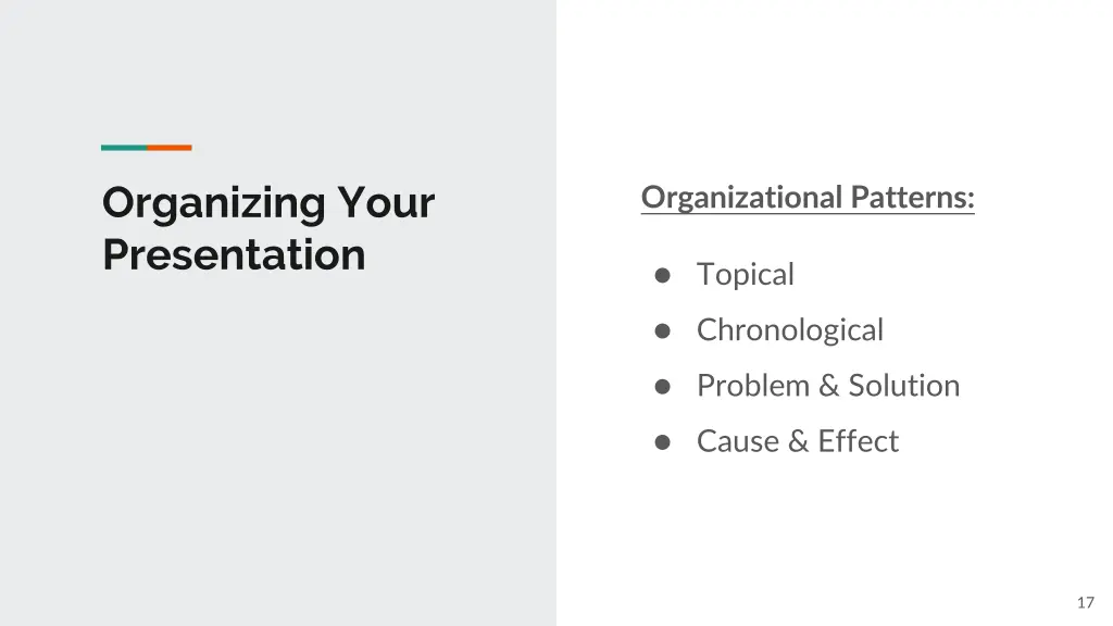 organizing your presentation