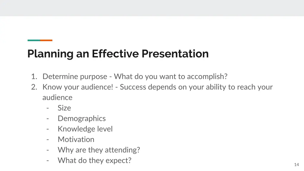 planning an effective presentation