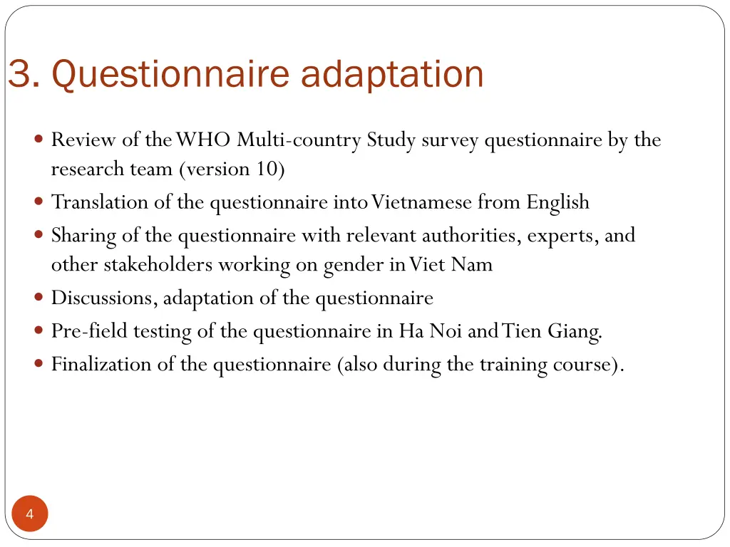 3 questionnaire adaptation