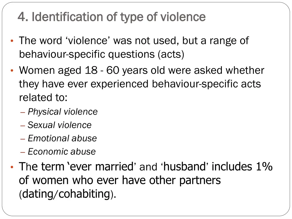 4 identification of type of violence