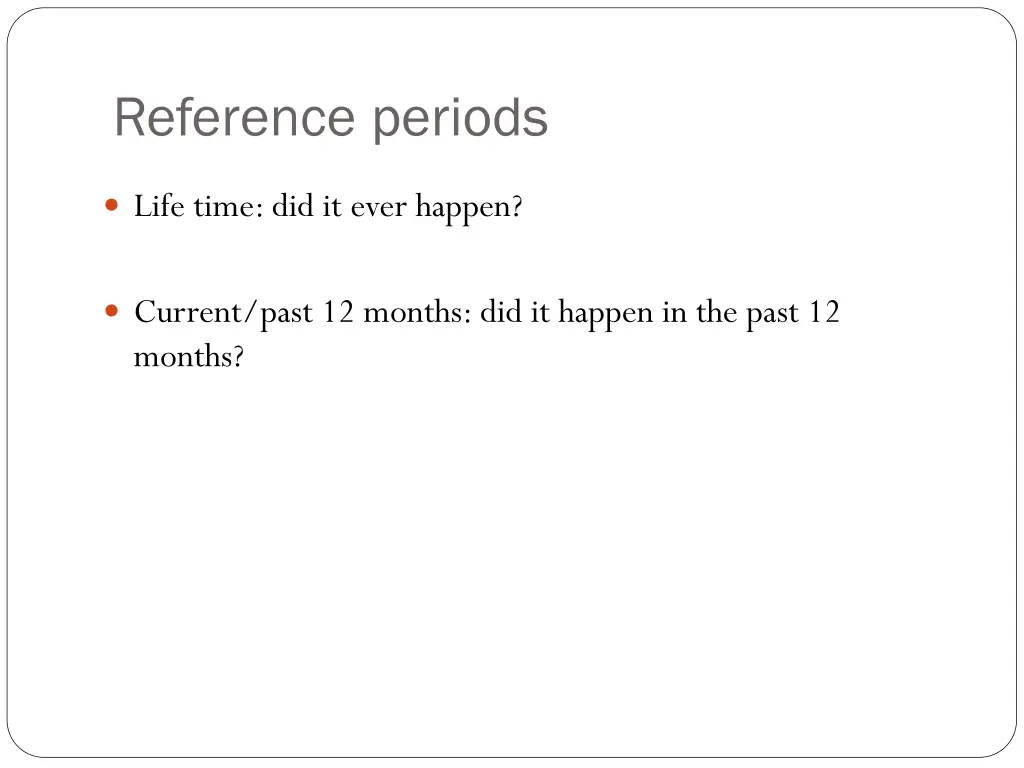 reference periods