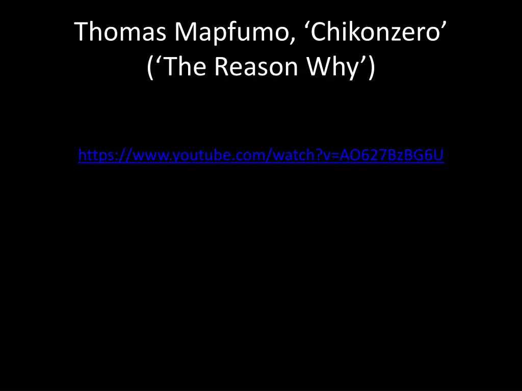 thomas mapfumo chikonzero the reason why