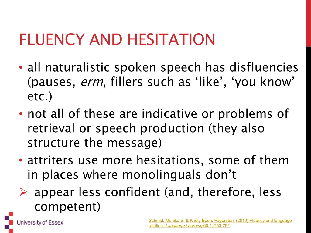 fluency and hesitation