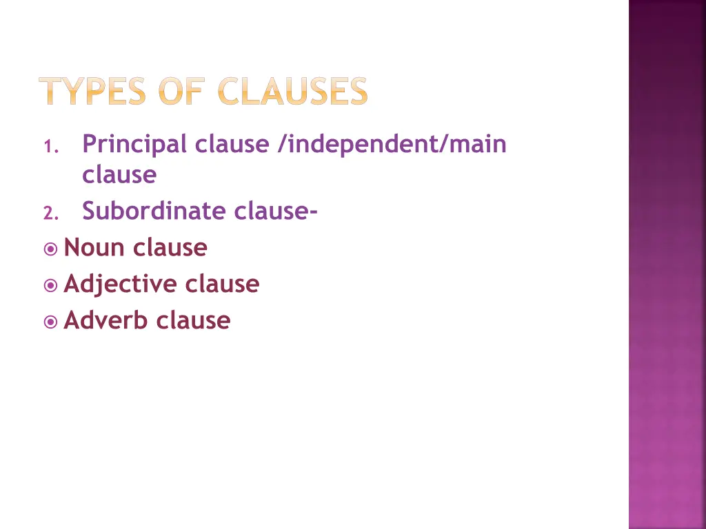 types of clauses