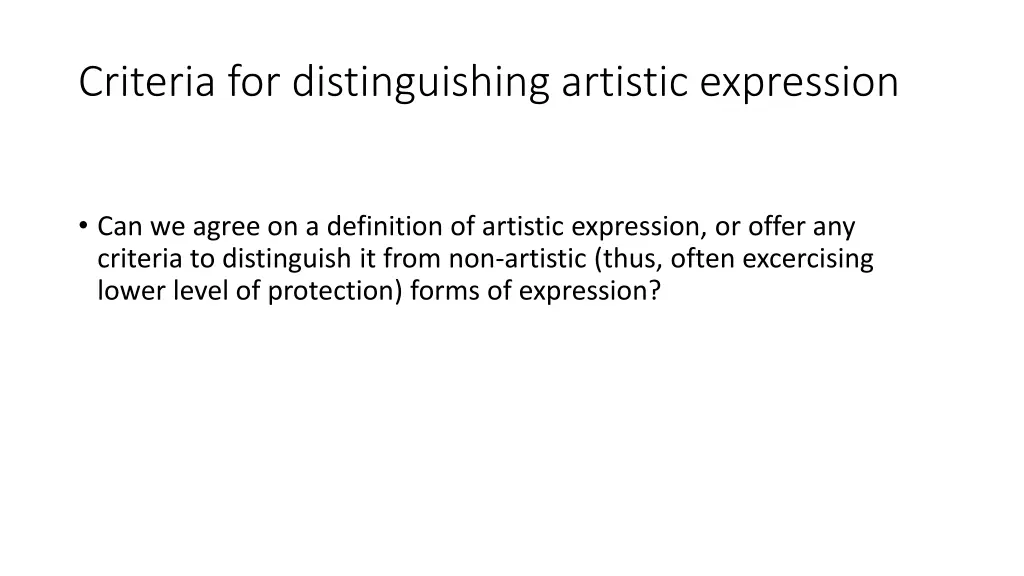 criteria for distinguishing artistic expression