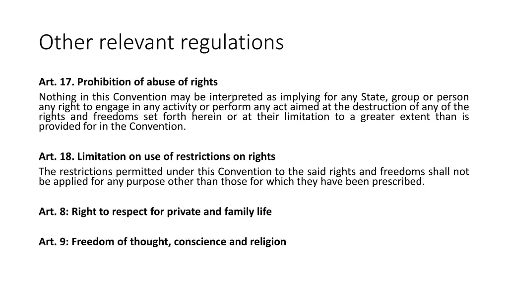 other relevant regulations