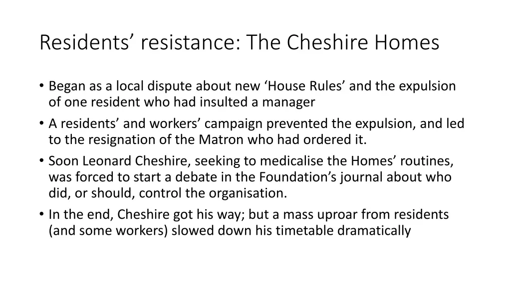 residents resistance the cheshire homes