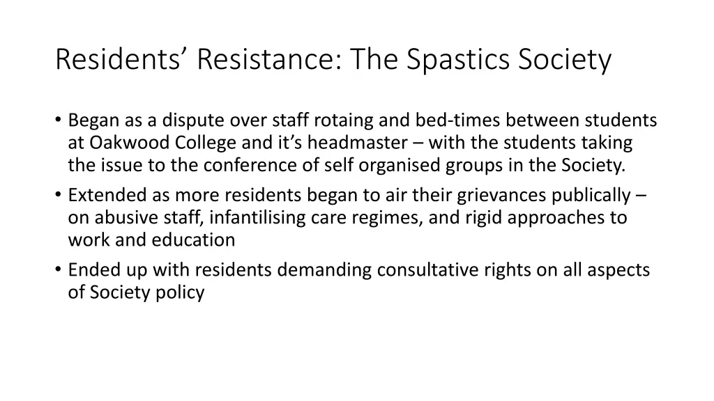 residents resistance the spastics society