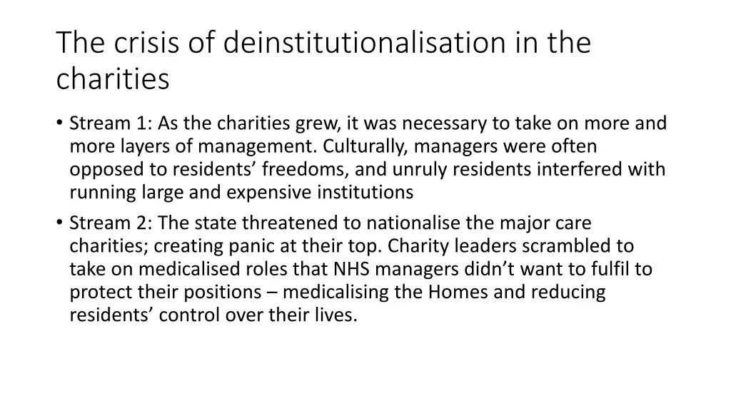 the crisis of deinstitutionalisation