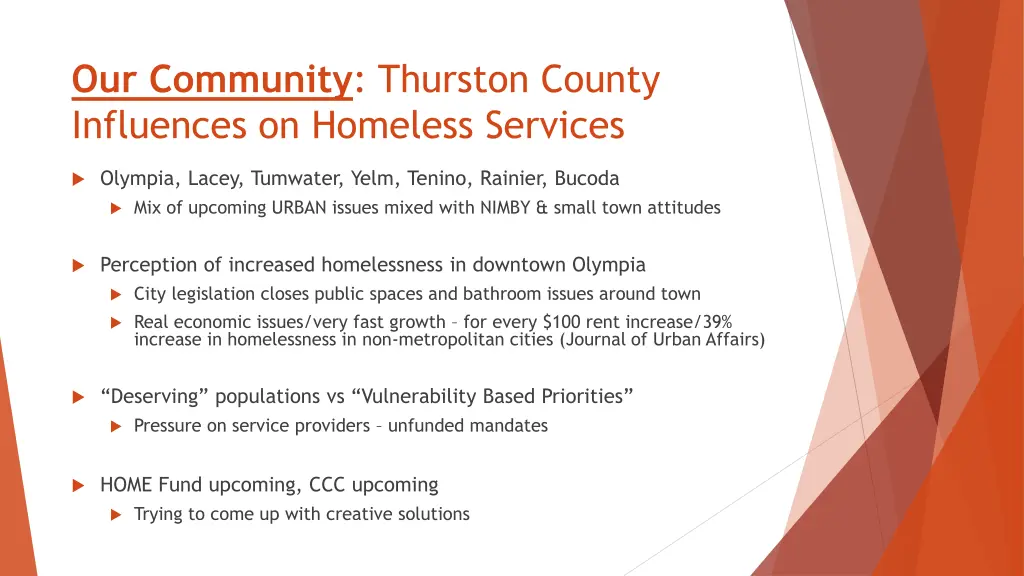 our community thurston county influences