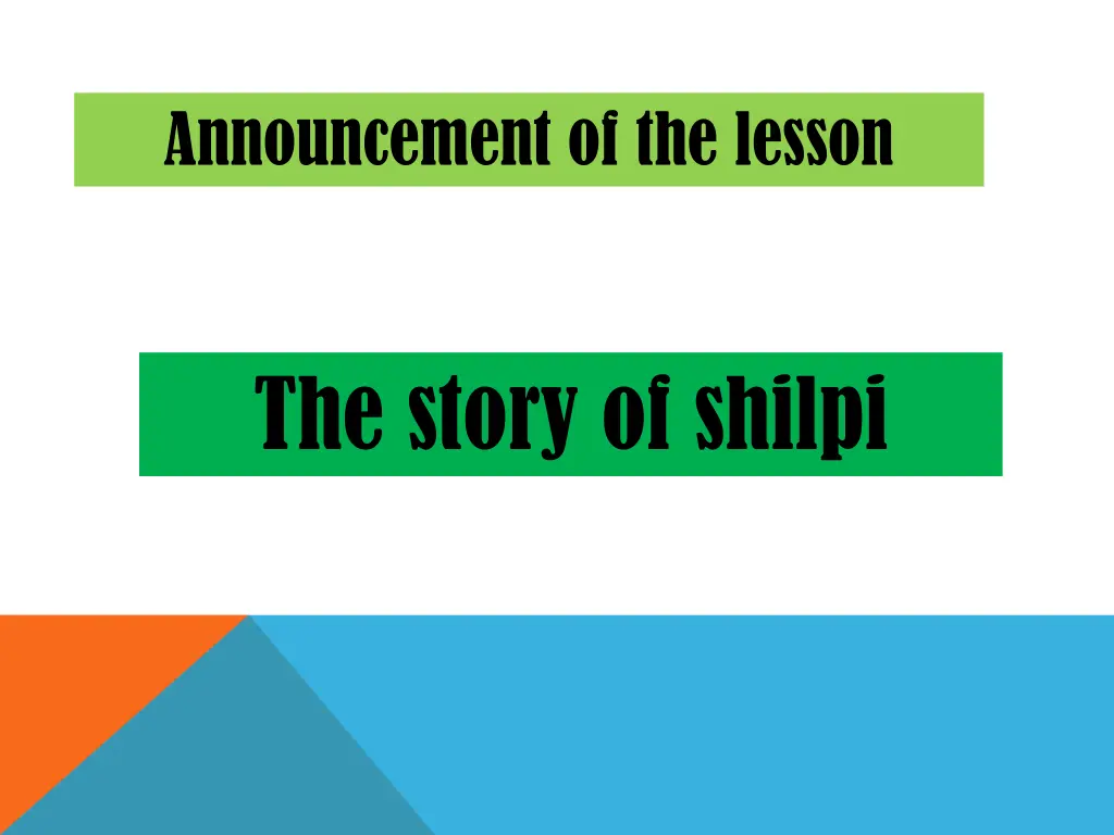 announcement of the lesson