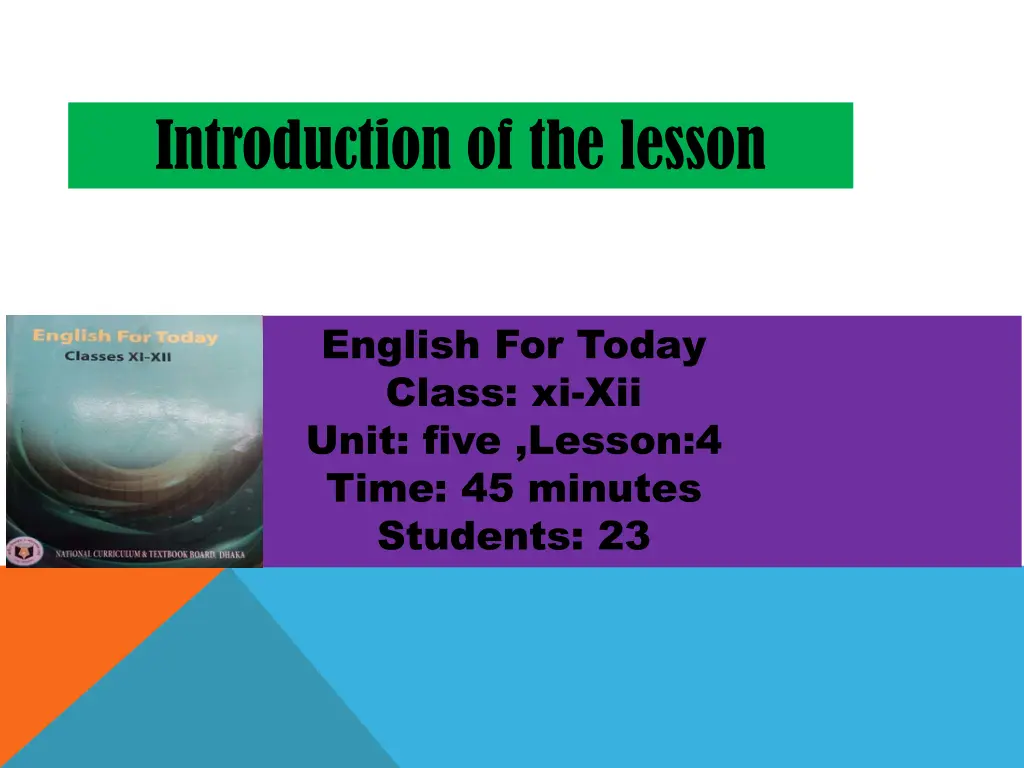 introduction of the lesson