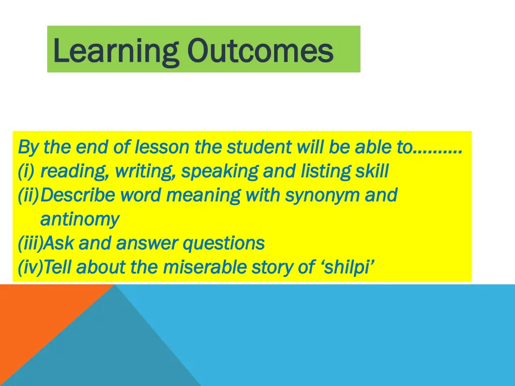 learning outcomes learning outcomes