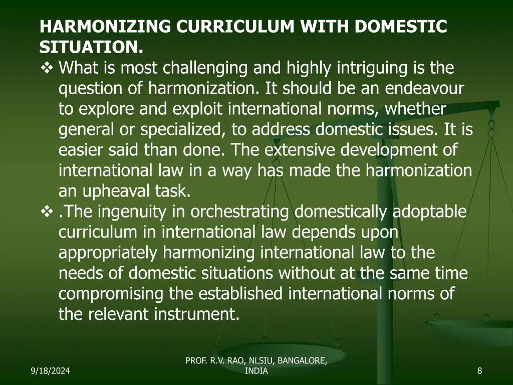 harmonizing curriculum with domestic situation