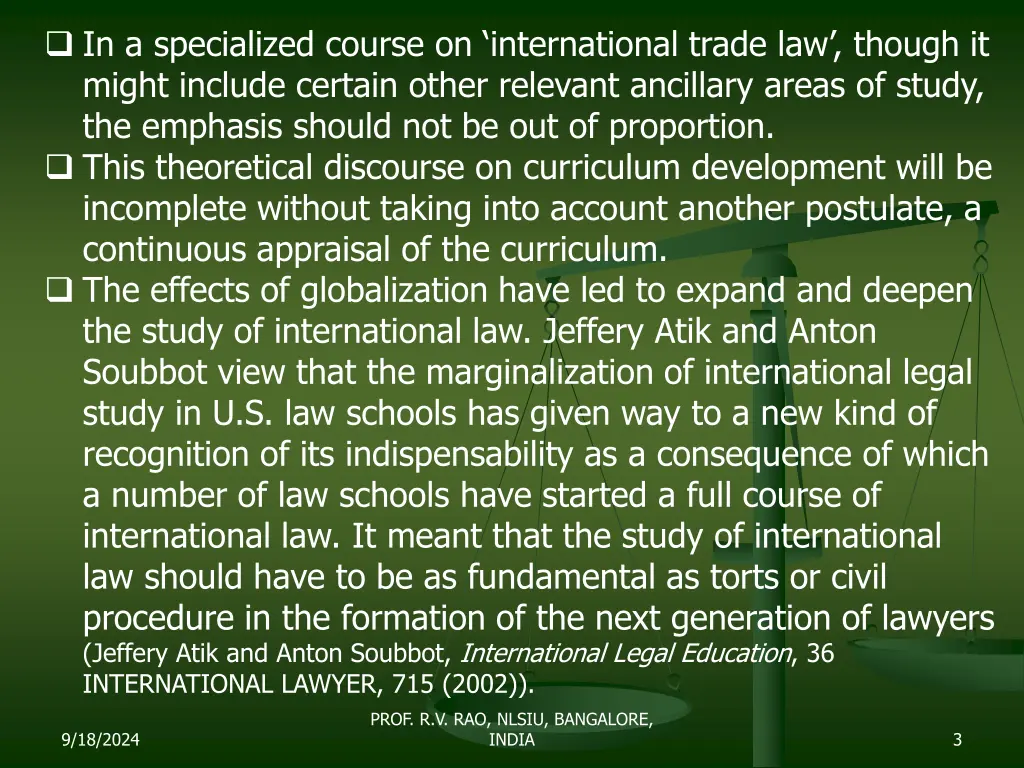 in a specialized course on international trade