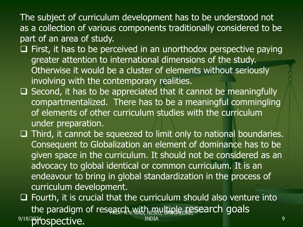 the subject of curriculum development