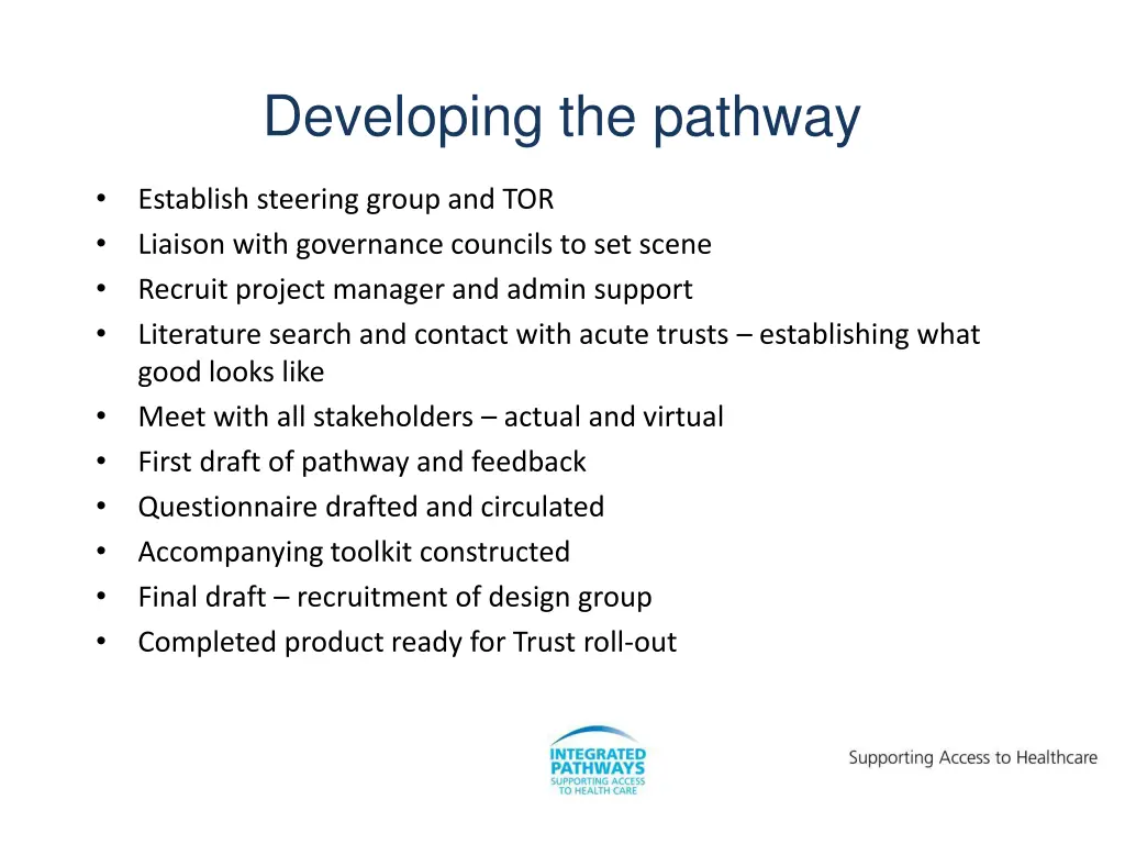 developing the pathway